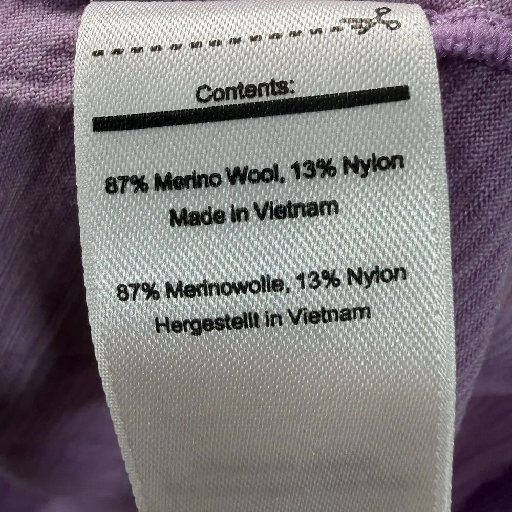 Smartwool Base Layer T Shirt Top Womens Size Small Purple Striped Merino Wool - Picture 7 of 10